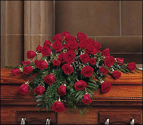 Blooming Red Roses Casket Spray