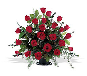 Blooming Red Roses Basket