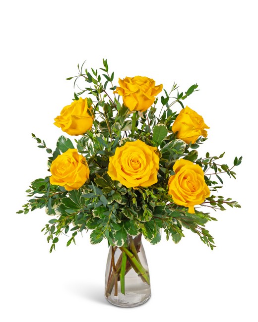 Half Dozen Yellow Roses from Richardson's Flowers in Medford, NJ
