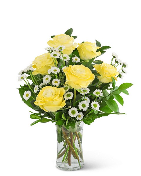 Yellow Roses with Daisies from Richardson's Flowers in Medford, NJ