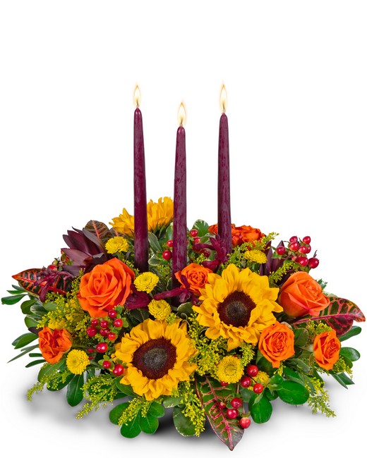 Goldenrod Glow Centerpiece from Richardson's Flowers in Medford, NJ