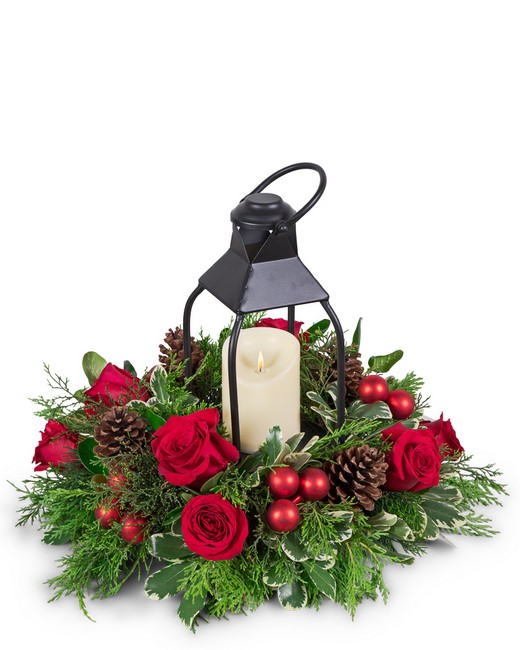 Crimson and Pine Lantern from Richardson's Flowers in Medford, NJ