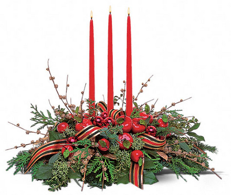 Candle Trio Centerpiece from Richardson's Flowers in Medford, NJ