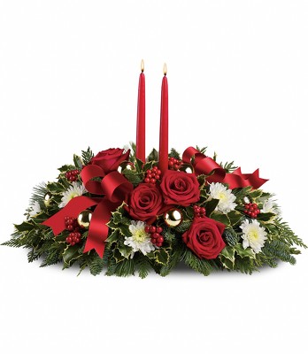 Holiday Shimmer Centerpiece from Richardson's Flowers in Medford, NJ