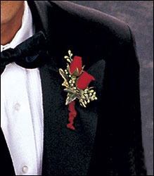 Red-Hot Roses Boutonniere from Richardson's Flowers in Medford, NJ