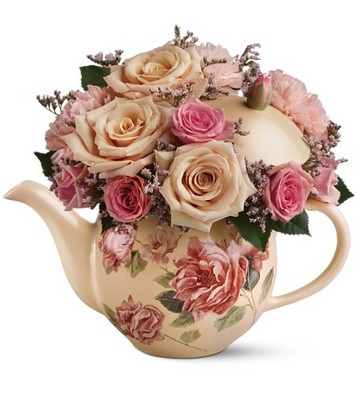 Teleflora's Victorian Teapot Bouquet from Richardson's Flowers in Medford, NJ