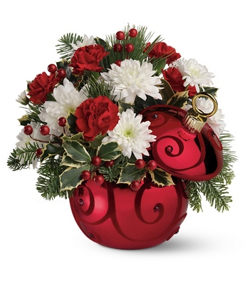 Ruby Swirl Ornament Bouquet from Richardson's Flowers in Medford, NJ