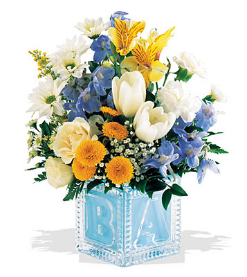 Teleflora's Crystal Baby Block (Boy) from Richardson's Flowers in Medford, NJ