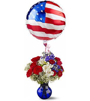 Red, White and Balloon Bouquet from Richardson's Flowers in Medford, NJ
