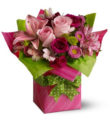 Pretty Pink Present from Richardson's Flowers in Medford, NJ