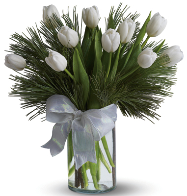 Tulips and Pine from Richardson's Flowers in Medford, NJ