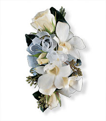 White Rose and Orchid Corsage from Richardson's Flowers in Medford, NJ