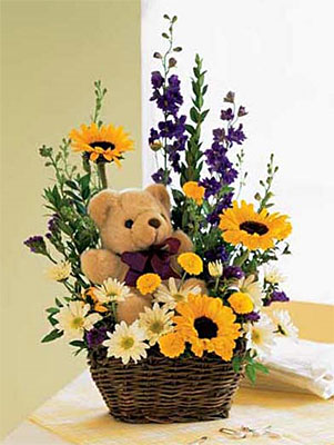 New Baby Basket & Bear from Richardson's Flowers in Medford, NJ