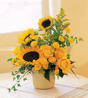 A Pot of Sunflowers from Richardson's Flowers in Medford, NJ