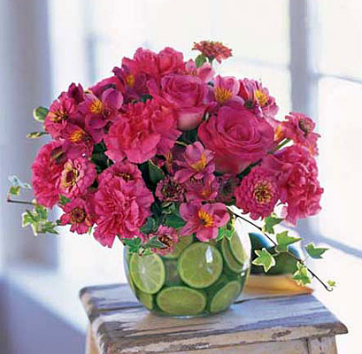 Hot Pink with Limes from Richardson's Flowers in Medford, NJ